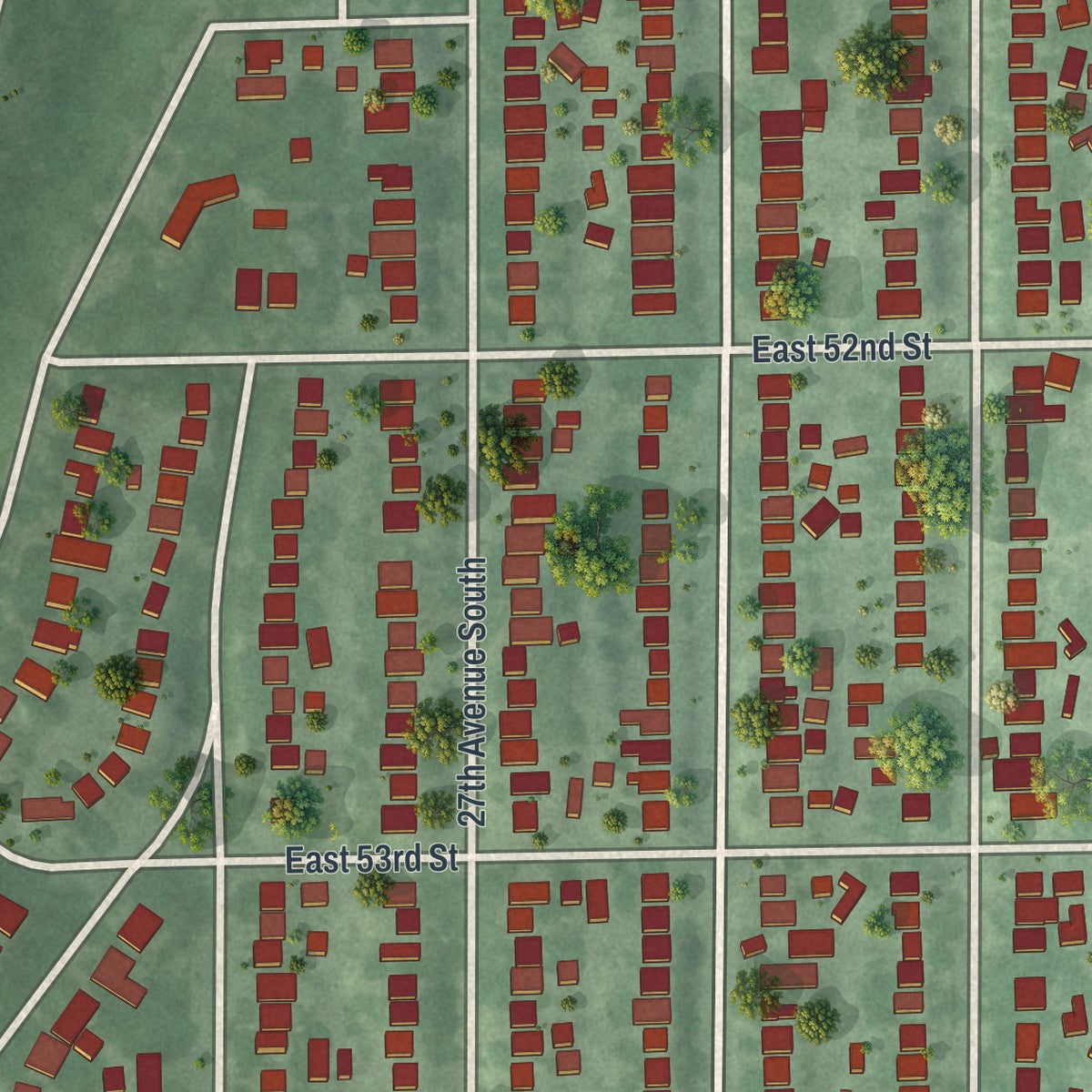 Second close-up of the map of Keewaydin, Minnesota print showing more streets and buildings