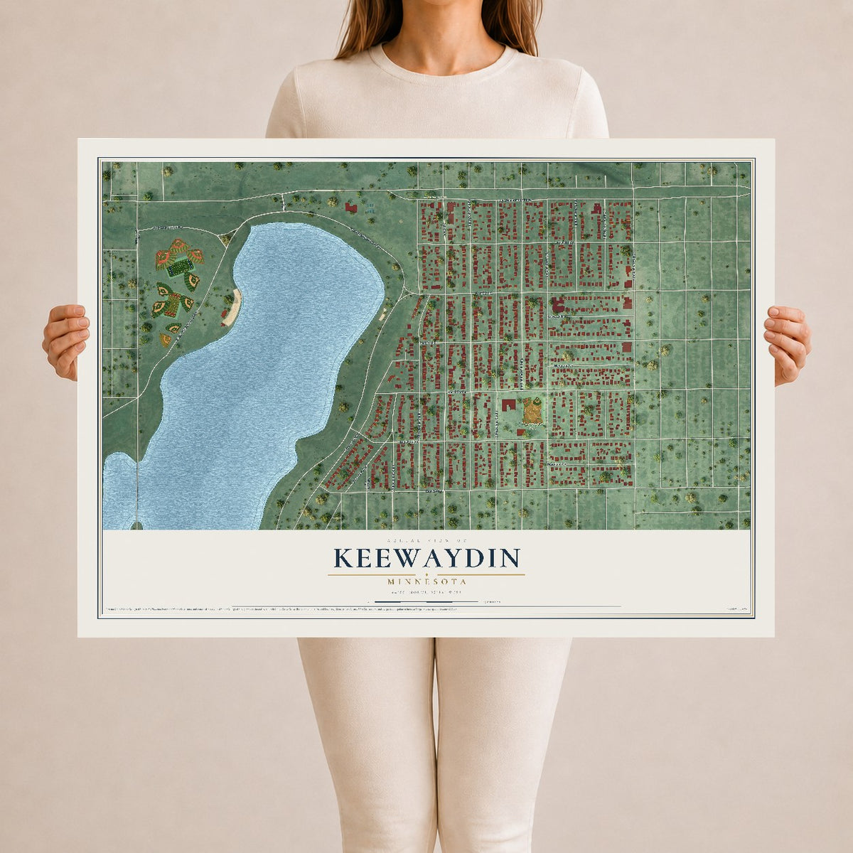 Map of Keewaydin, Minnesota, 24 x 36 inch unframed archival matte print