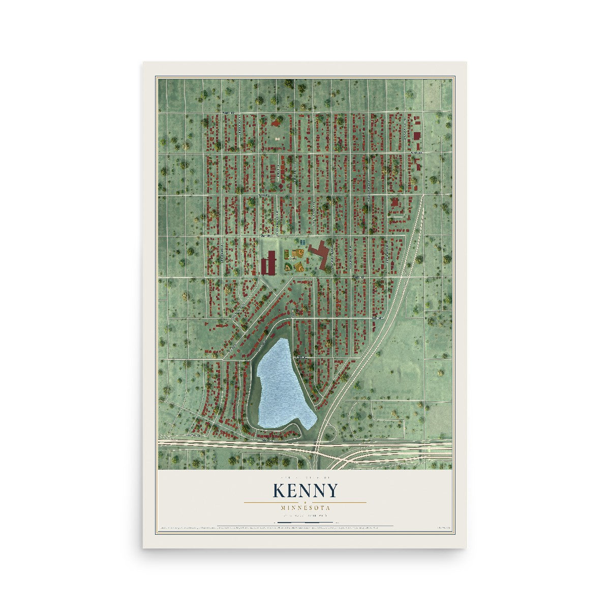 Map of Kenny, Minnesota, 12 x 18 inch unframed archival matte print