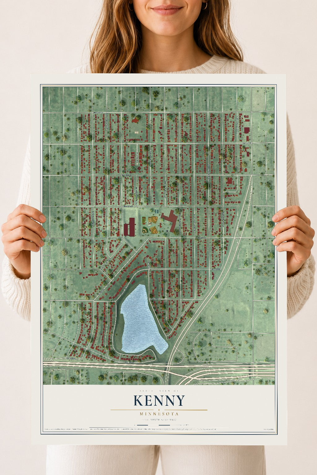 Map of Kenny, Minnesota, 18 x 24 inch unframed archival matte print