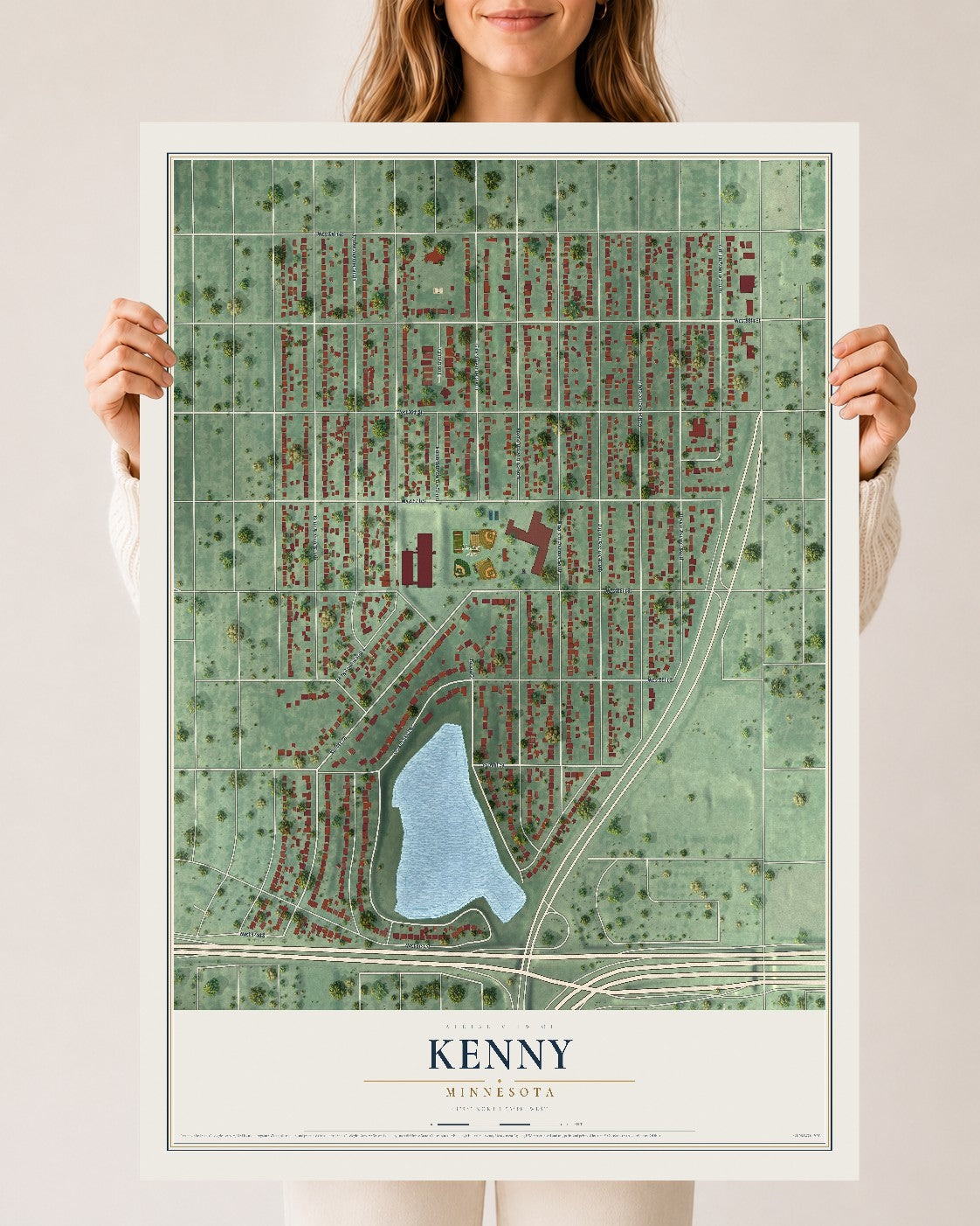 Map of Kenny, Minnesota, 24 x 36 inch unframed archival matte print