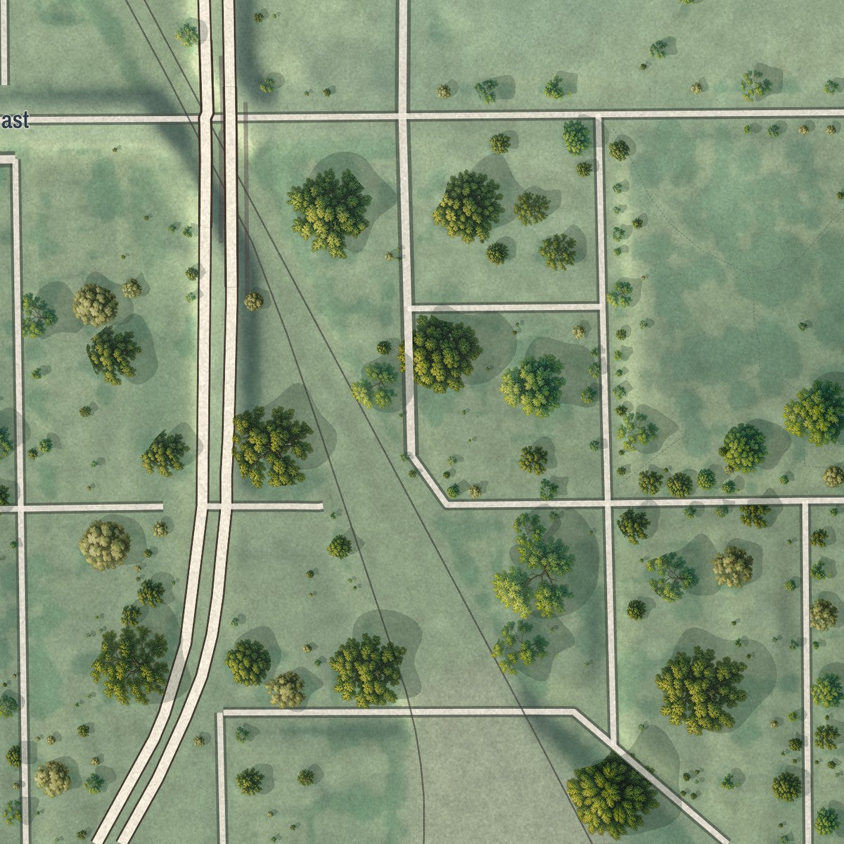 Second close-up of the map of Logan Park, Minnesota print showing more streets and buildings
