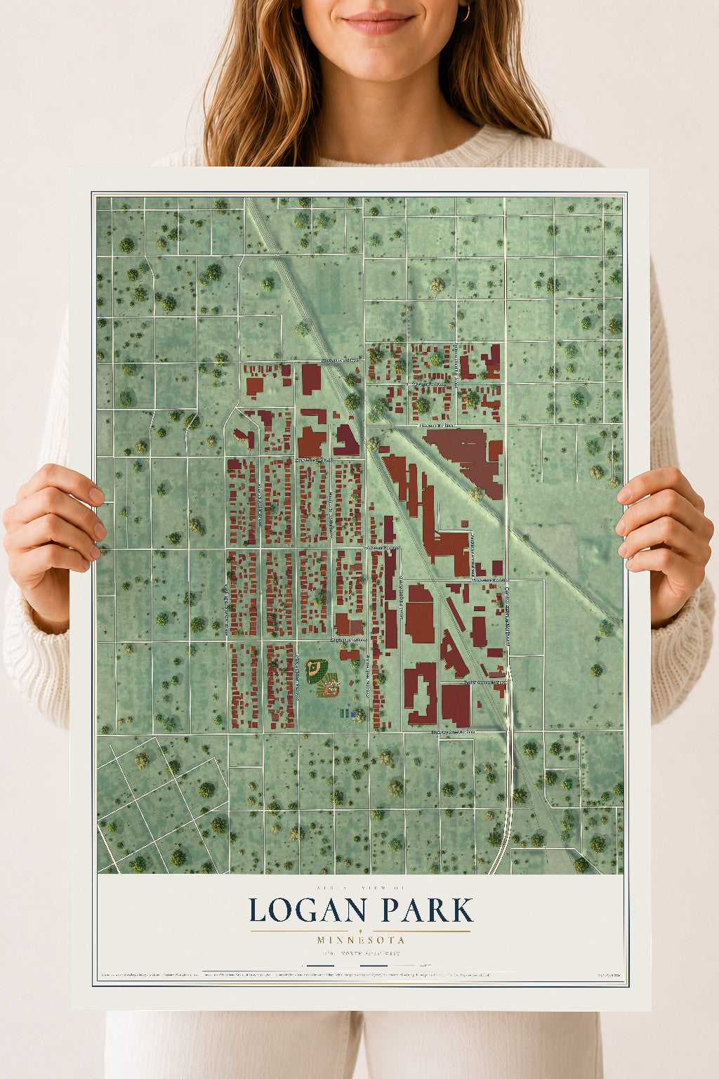 Map of Logan Park, Minnesota, 18 x 24 inch unframed archival matte print
