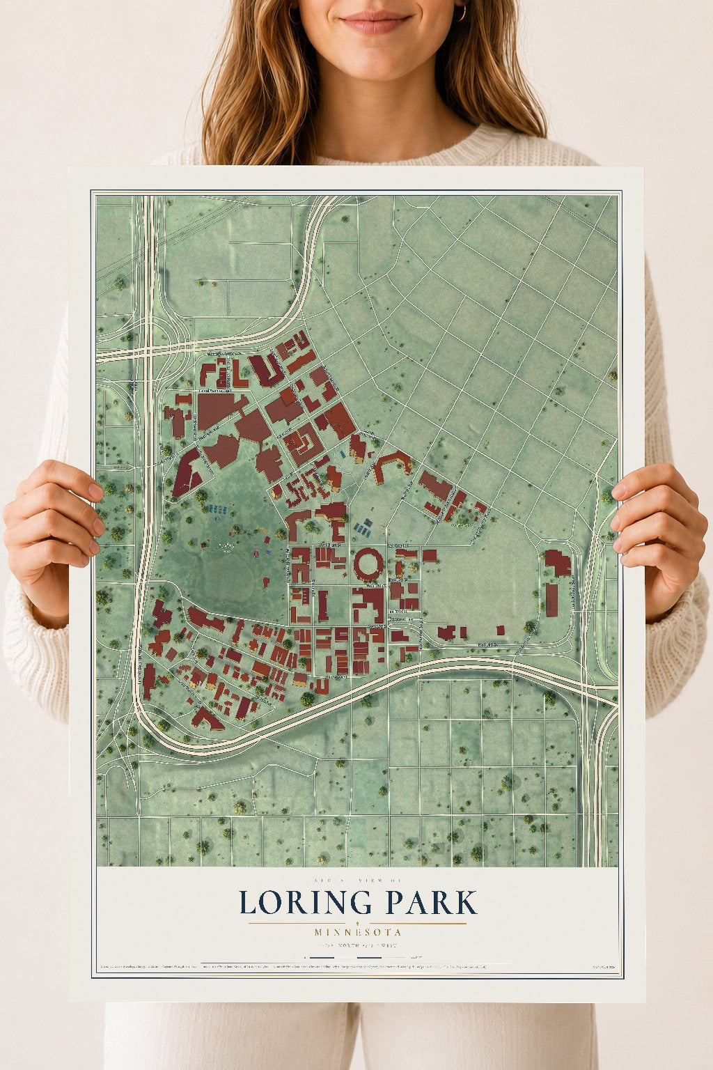 Map of Loring Park, Minnesota, 18 x 24 inch unframed archival matte print