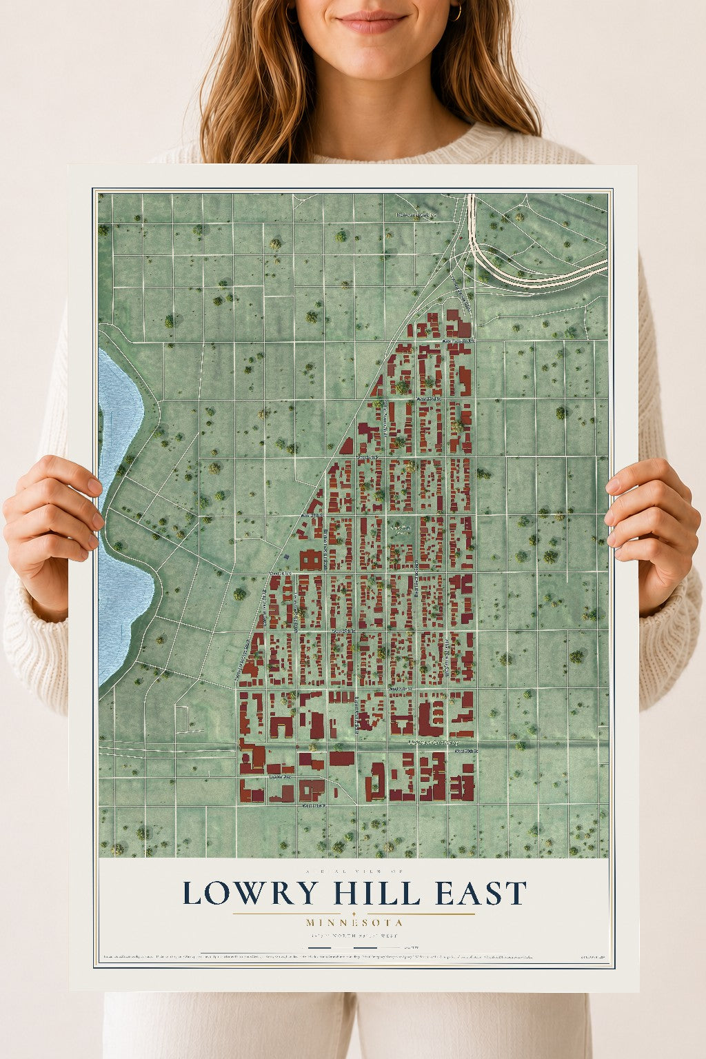 Map of Lowry Hill East, Minnesota, 18 x 24 inch unframed archival matte print