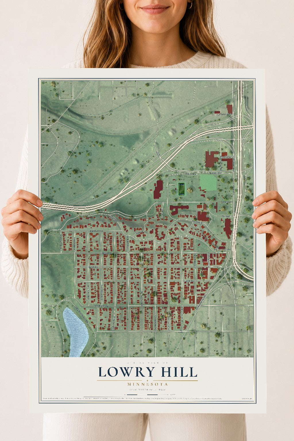Map of Lowry Hill, Minnesota, 18 x 24 inch unframed archival matte print