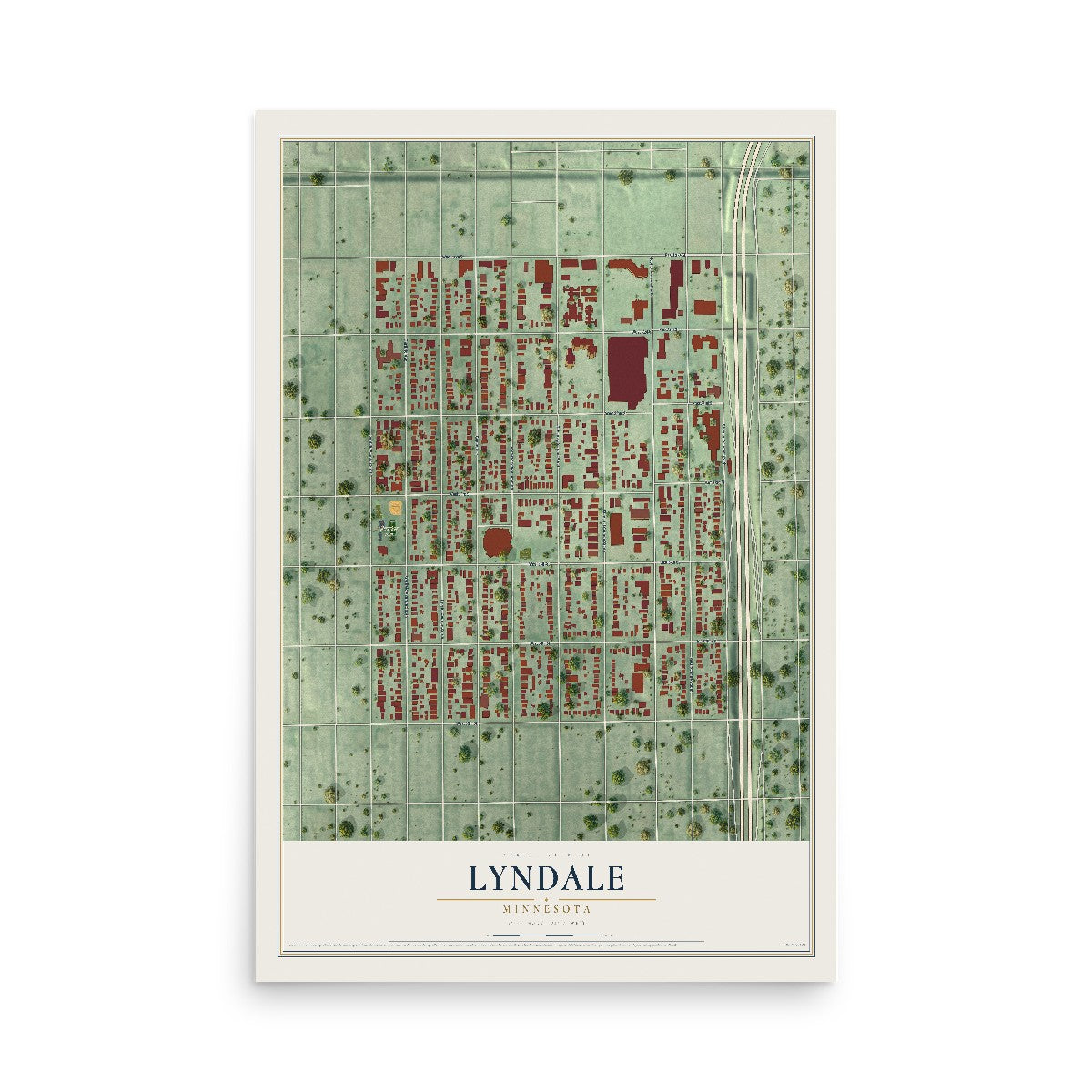 Map of Lyndale, Minnesota, 12 x 18 inch unframed archival matte print