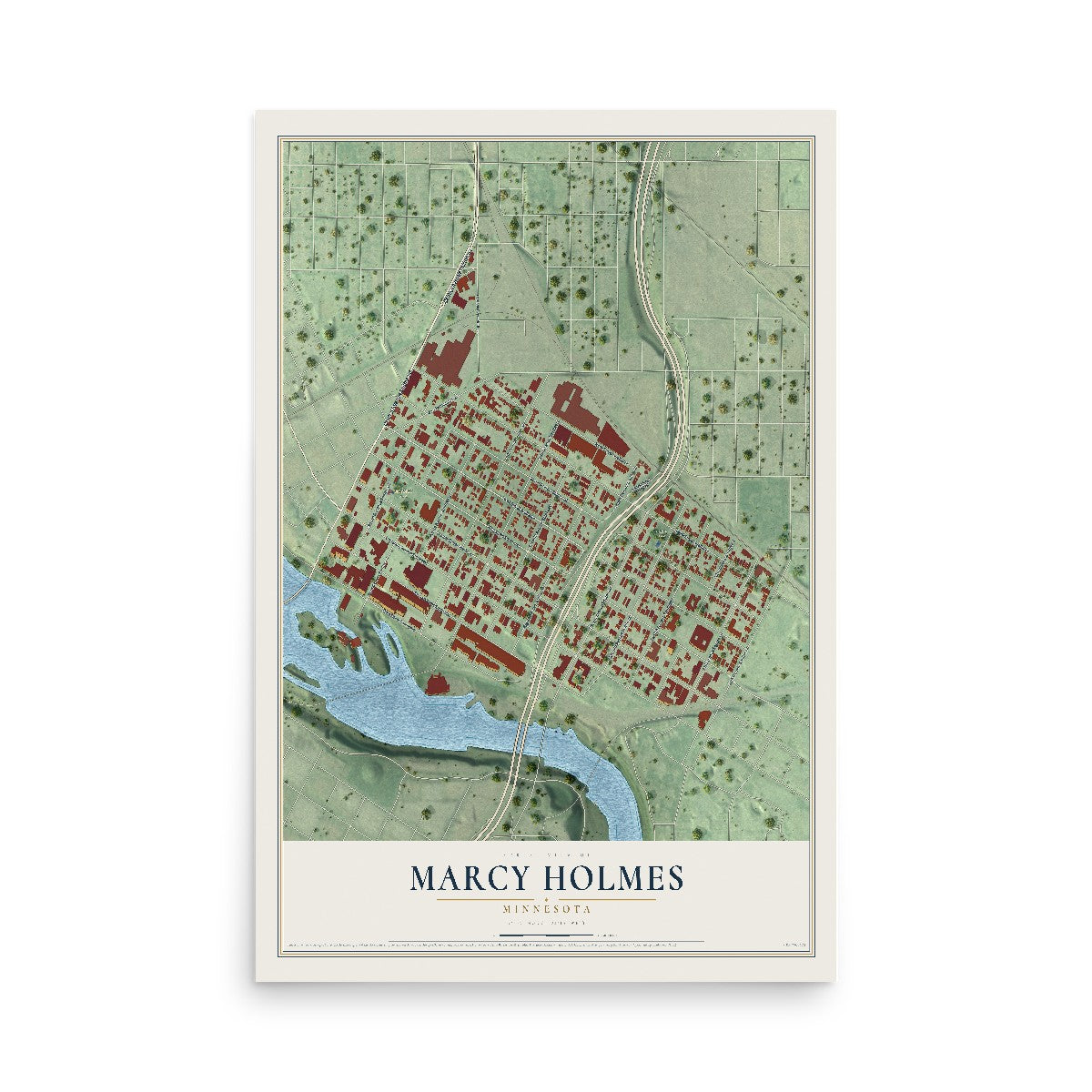 Map of Marcy Holmes, Minnesota, 12 x 18 inch unframed archival matte print
