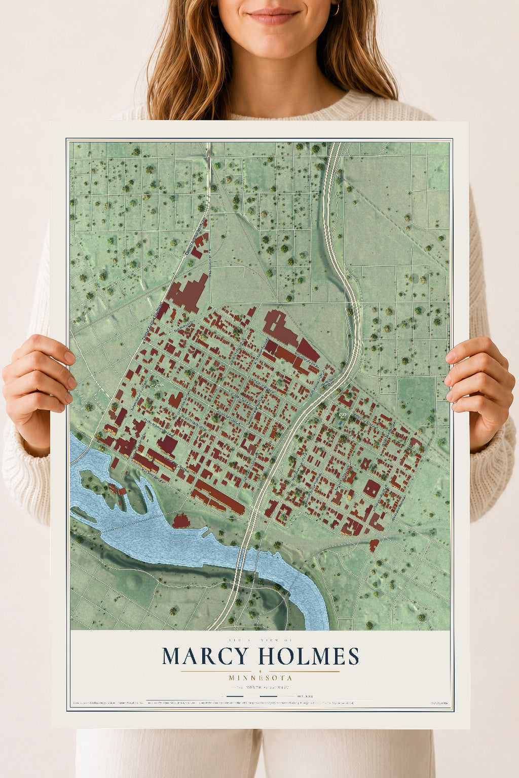 Map of Marcy Holmes, Minnesota, 18 x 24 inch unframed archival matte print