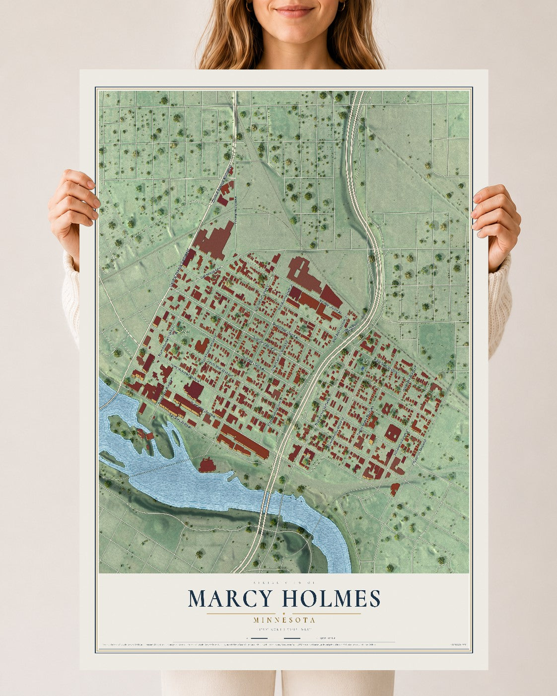 Map of Marcy Holmes, Minnesota, 24 x 36 inch unframed archival matte print