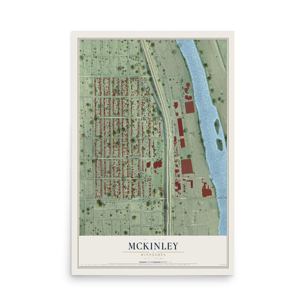 Map of McKinley, Minneapolis, Minnesota, 12 x 18 inch unframed archival matte print