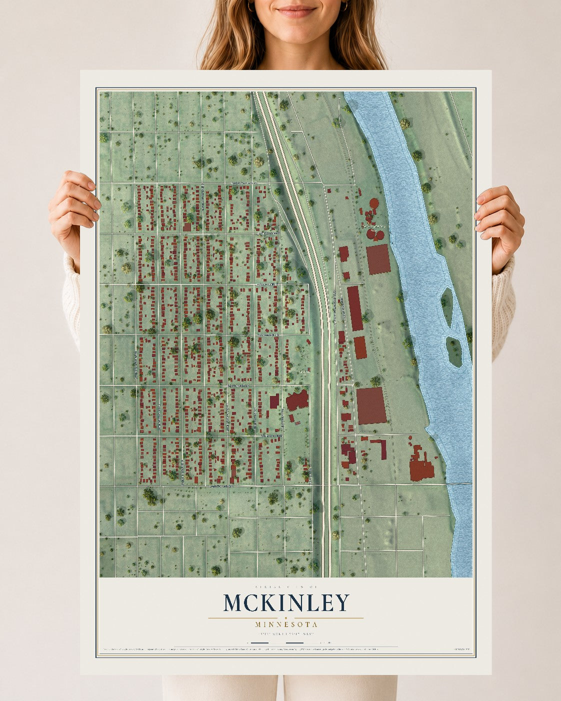 Map of McKinley, Minneapolis, Minnesota, 24 x 36 inch unframed archival matte print