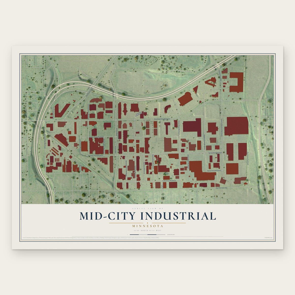 Mid-City Industrial, Minnesota map print, the full design