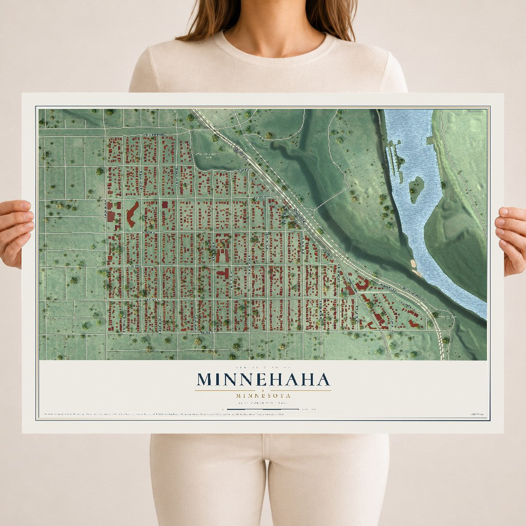 Map of Minnehaha, Minnesota, 18 x 24 inch unframed archival matte print
