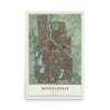 Map of Minneapolis, Minnesota, 12 x 18 inch unframed archival matte print