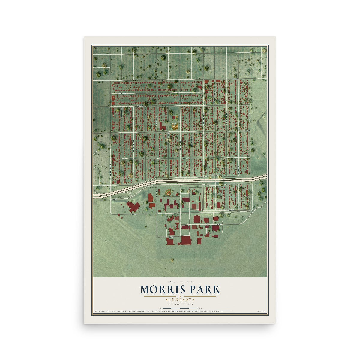 Map of Morris Park, Minnesota, 12 x 18 inch unframed archival matte print