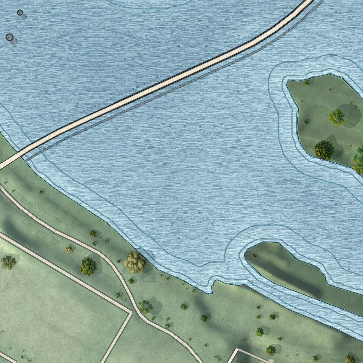 Second close-up of the map of Nicollet Island - East Bank, Minnesota print showing more streets and buildings