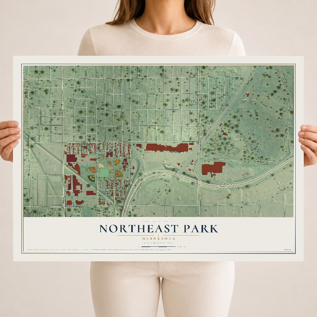 Map of Northeast Park, Minnesota, 18 x 24 inch unframed archival matte print
