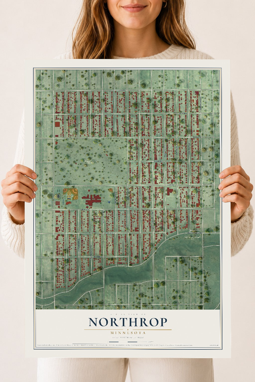 Map of Northrop, Minneapolis, Minnesota, 18 x 24 inch unframed archival matte print