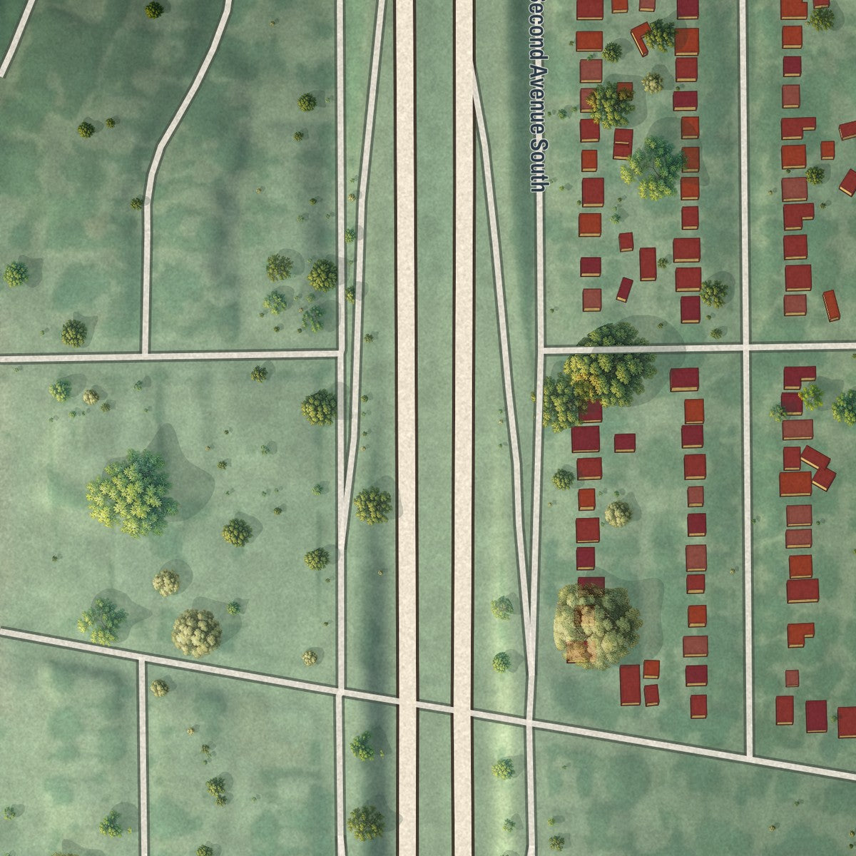 Second close-up of the map of Page, Minnesota print showing more streets and buildings