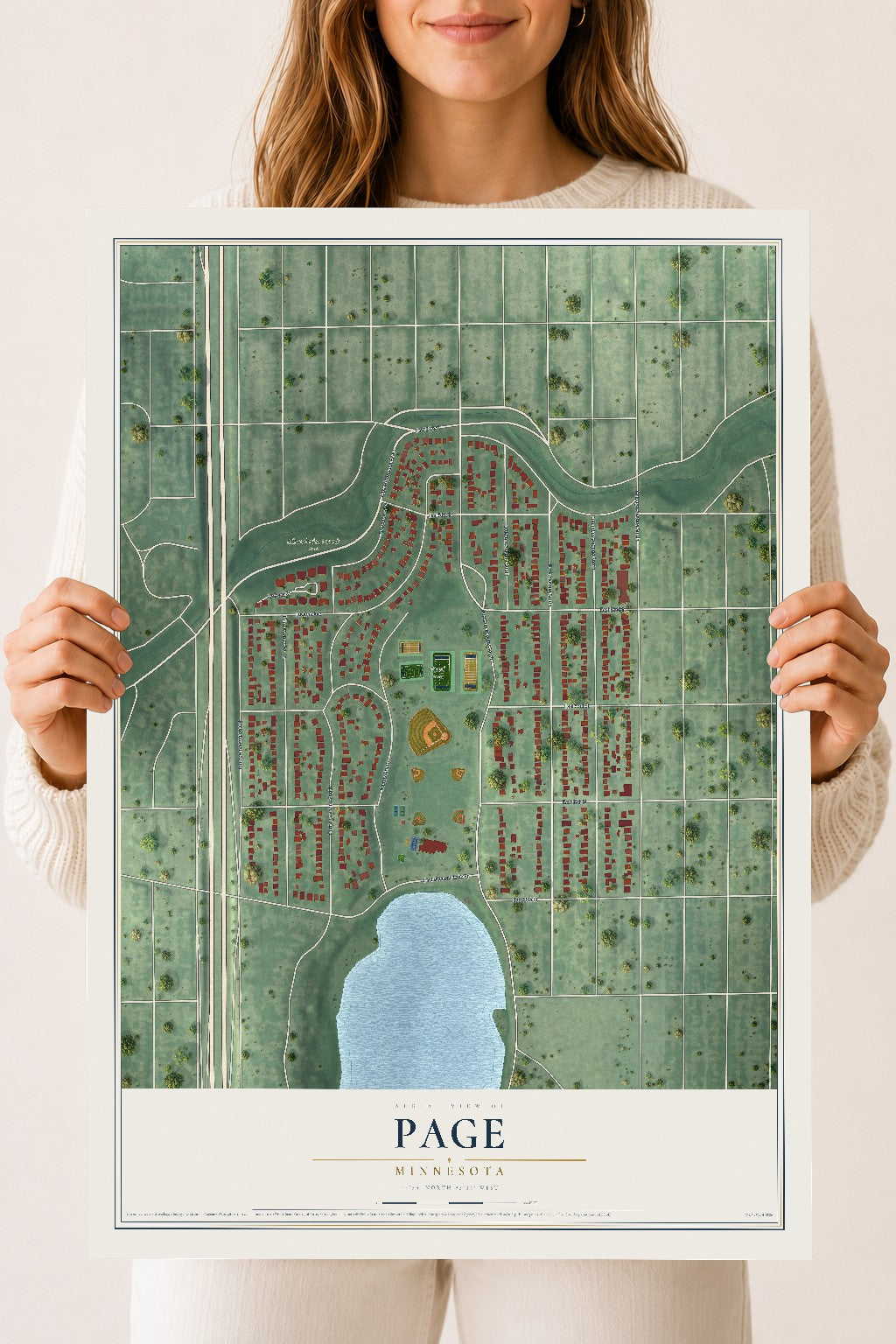 Map of Page, Minnesota, 18 x 24 inch unframed archival matte print