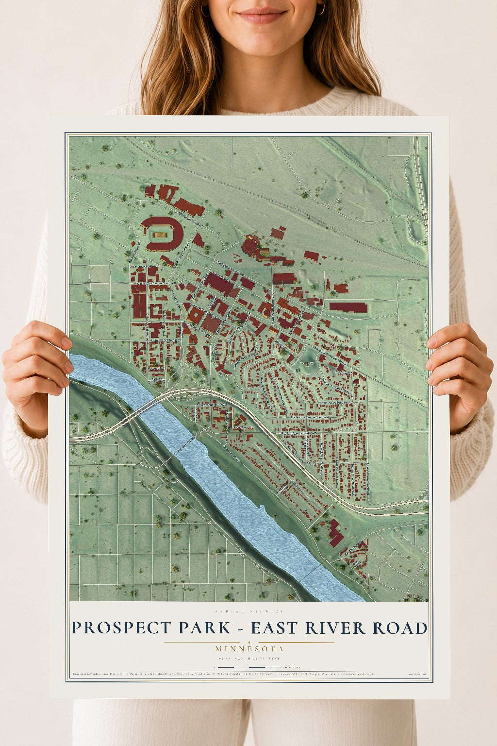 Map of Prospect Park - East River Road, Minnesota, 18 x 24 inch unframed archival matte print
