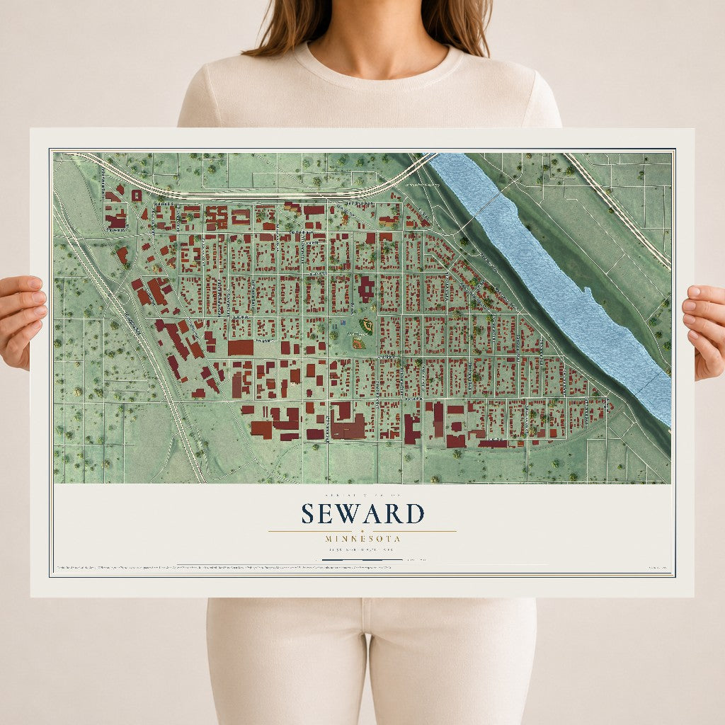 Map of Seward, Minnesota, 18 x 24 inch unframed archival matte print