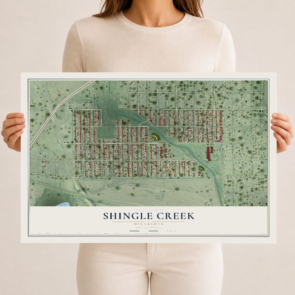 Map of Shingle Creek, Minnesota, 12 x 18 inch unframed archival matte print