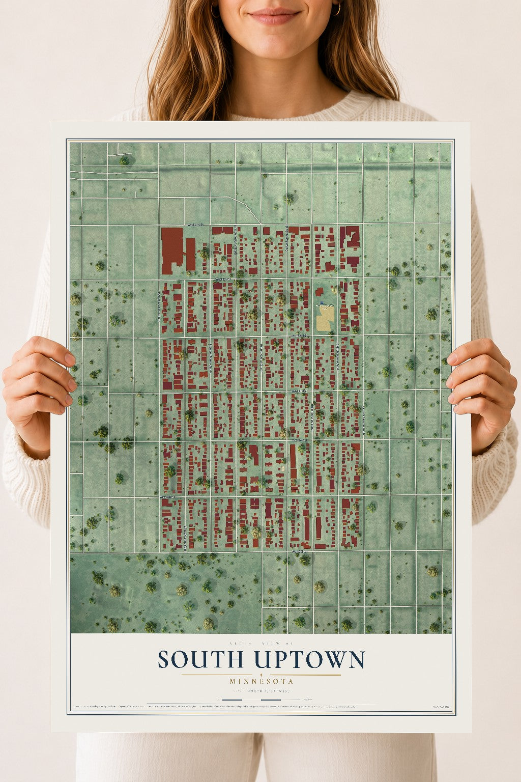 Map of South Uptown, Minnesota, 18 x 24 inch unframed archival matte print