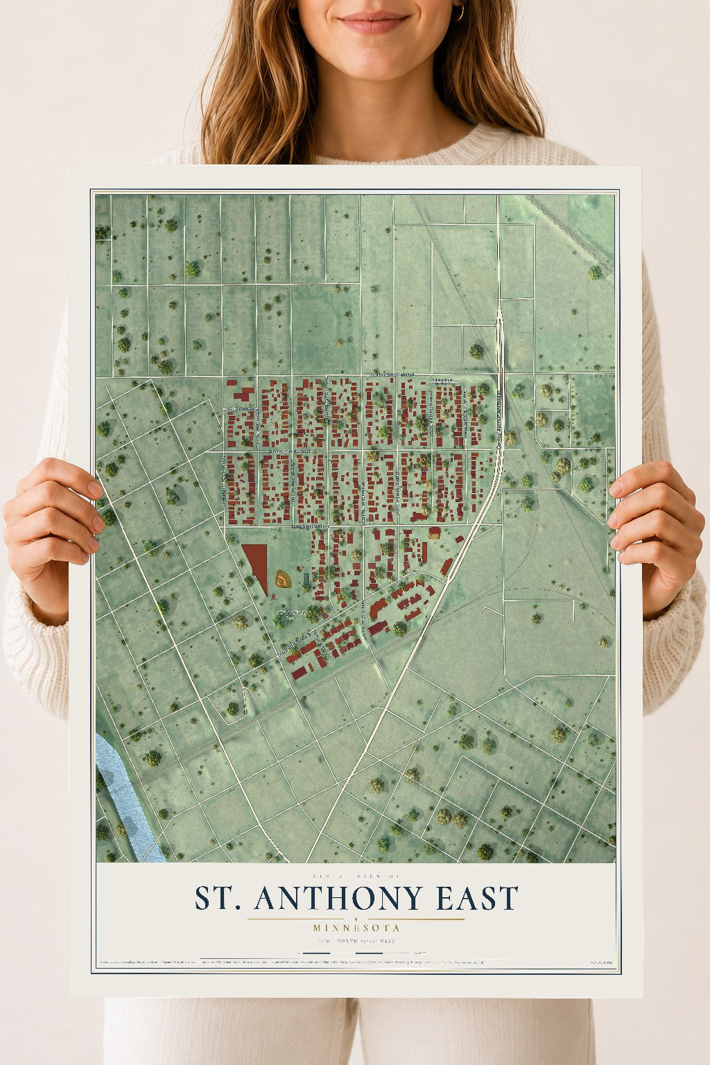 Map of St. Anthony East, Minnesota, 18 x 24 inch unframed archival matte print