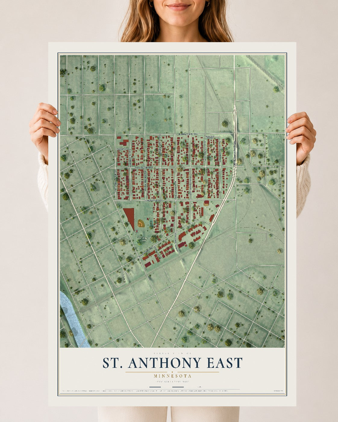 Map of St. Anthony East, Minnesota, 24 x 36 inch unframed archival matte print