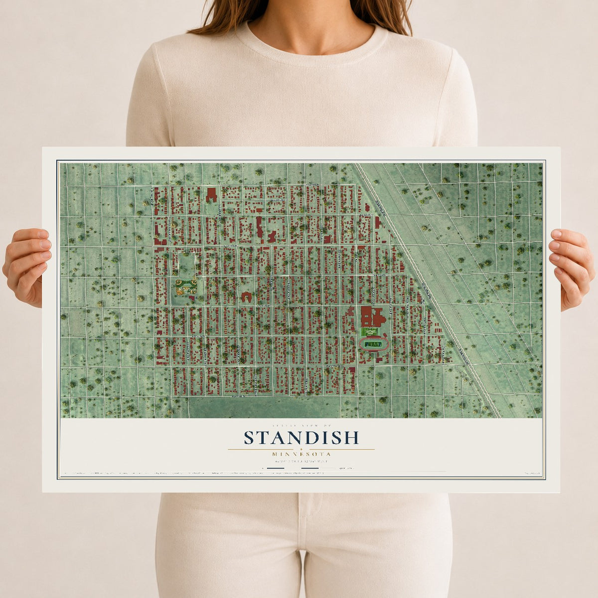 Map of Standish, Minnesota, 12 x 18 inch unframed archival matte print