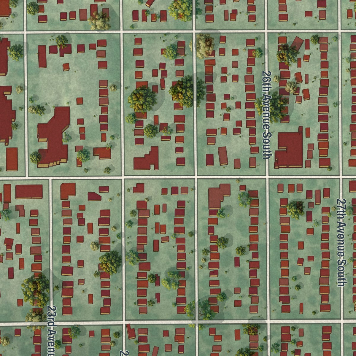 Second close-up of the map of Standish, Minnesota print showing more streets and buildings