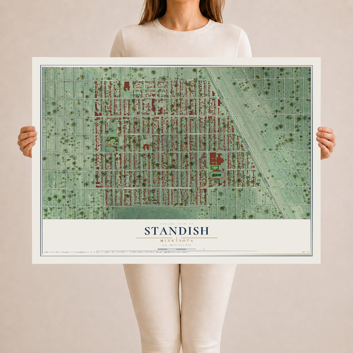 Map of Standish, Minnesota, 24 x 36 inch unframed archival matte print