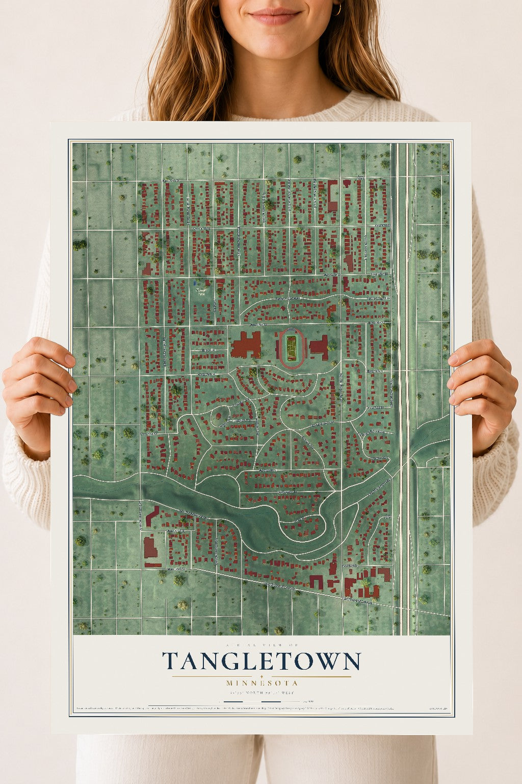 Map of Tangletown, Minnesota, 18 x 24 inch unframed archival matte print