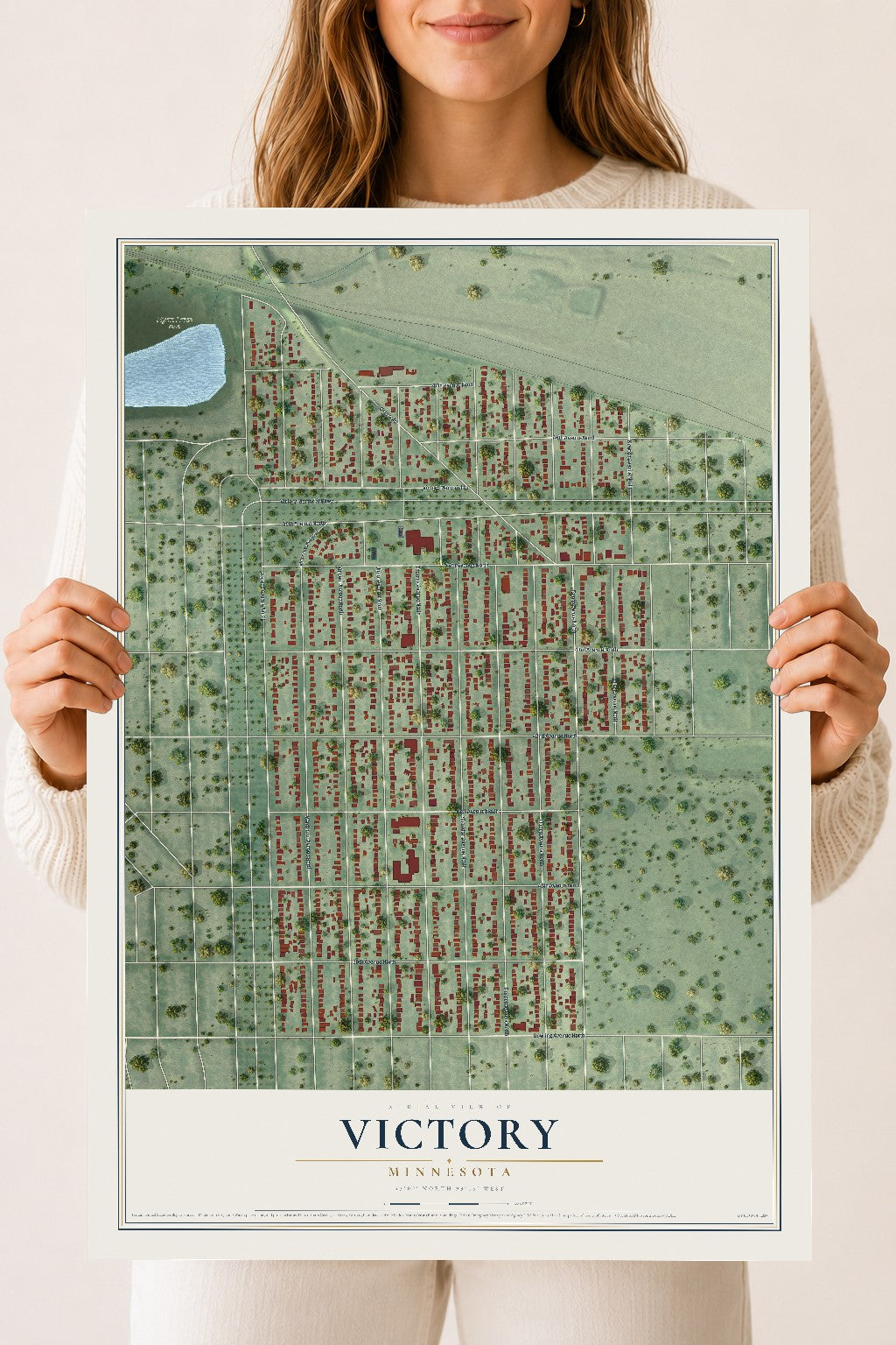 Map of Victory, Minnesota, 18 x 24 inch unframed archival matte print