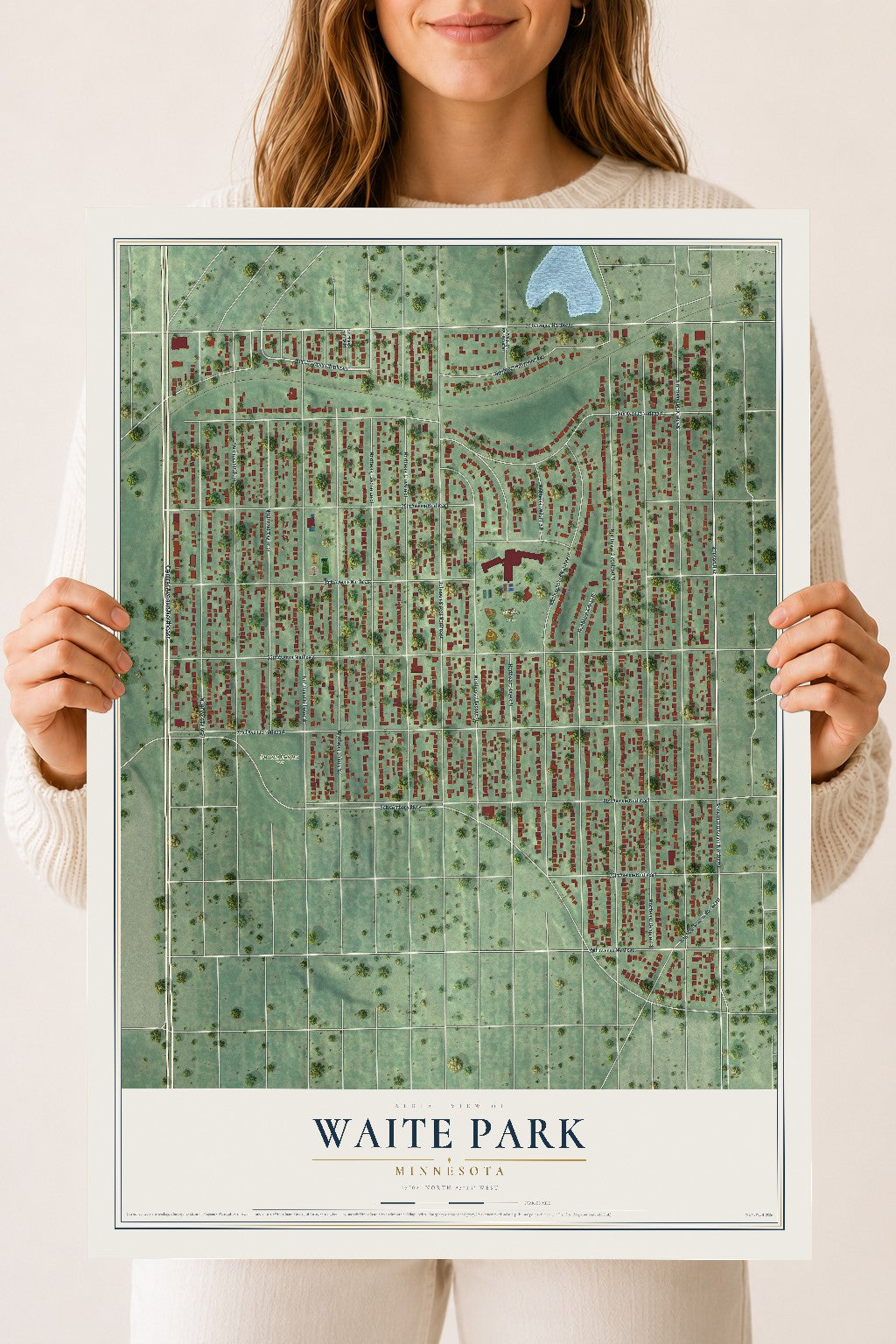 Map of Waite Park, Minneapolis, Minnesota, 18 x 24 inch unframed archival matte print