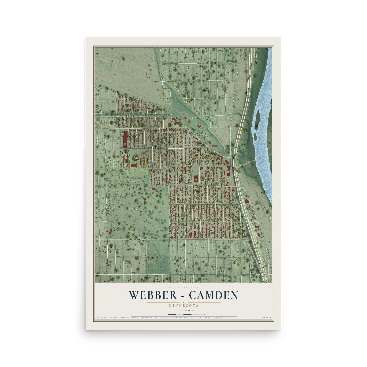 Map of Webber - Camden, Minnesota, 12 x 18 inch unframed archival matte print