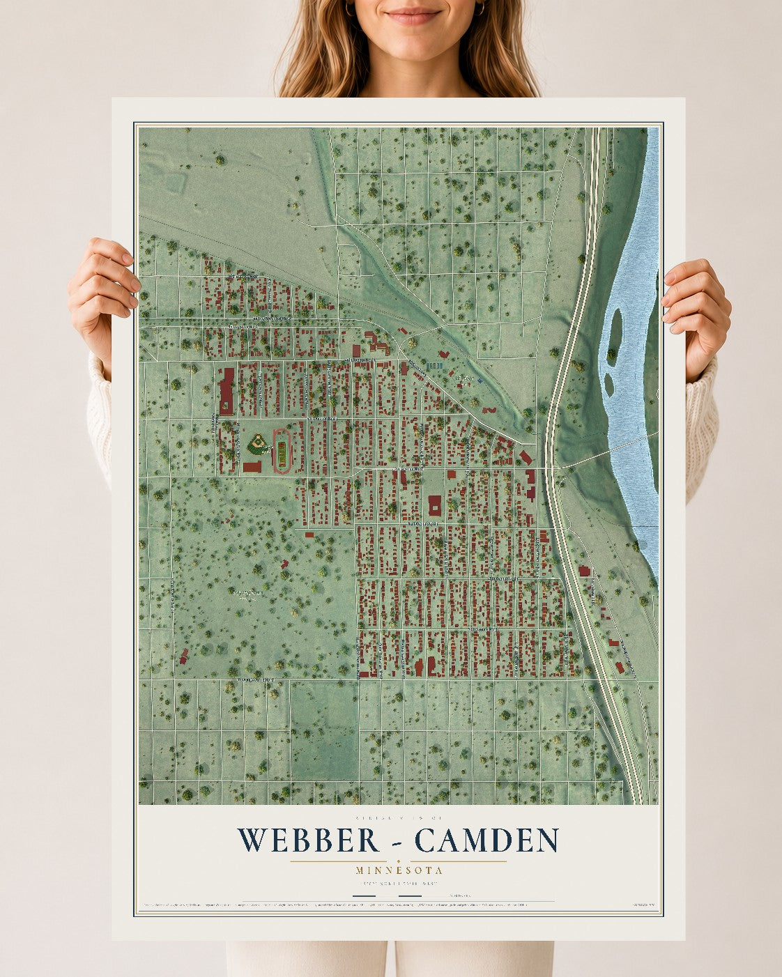 Map of Webber - Camden, Minnesota, 24 x 36 inch unframed archival matte print