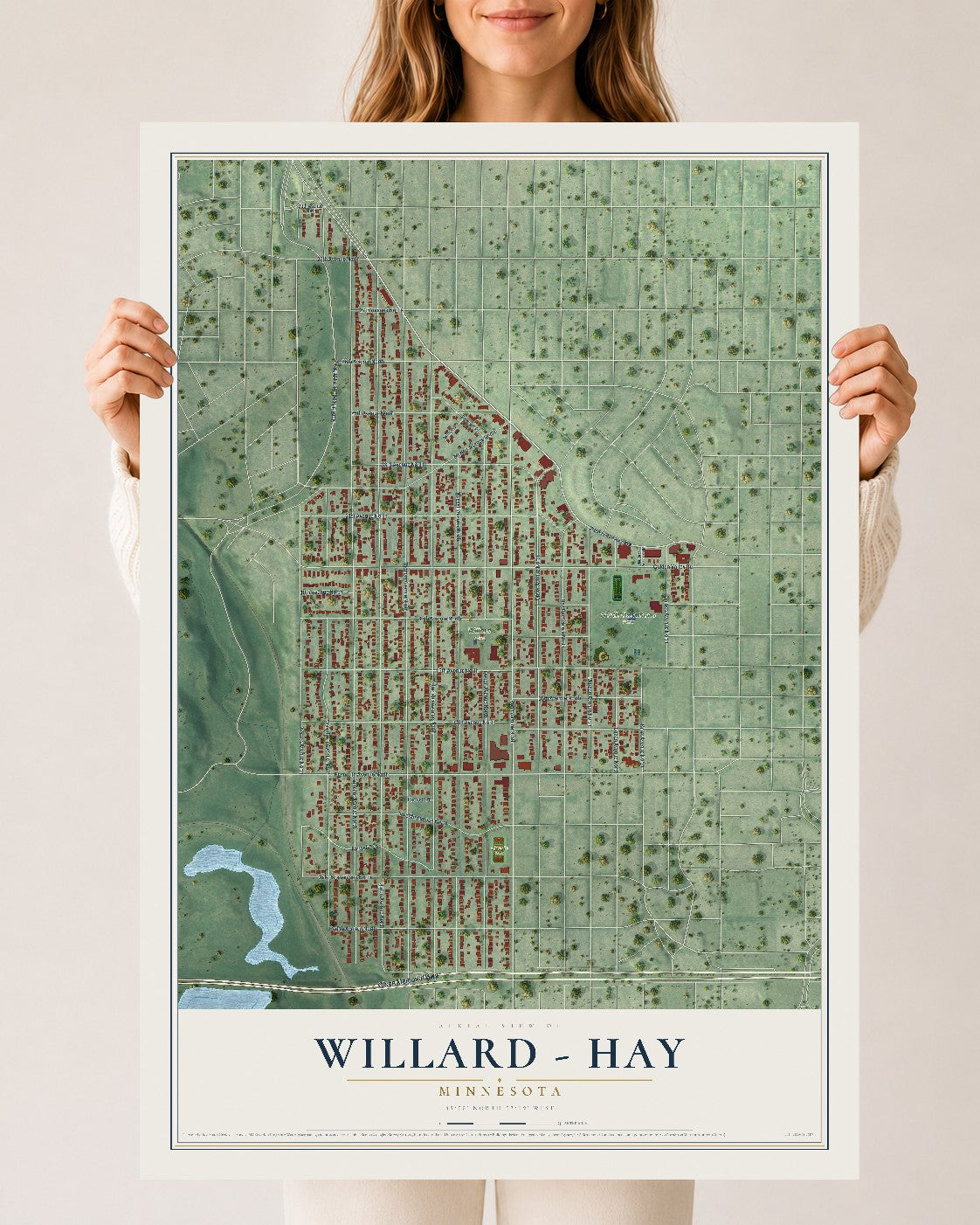 Map of Willard - Hay, Minnesota, 24 x 36 inch unframed archival matte print