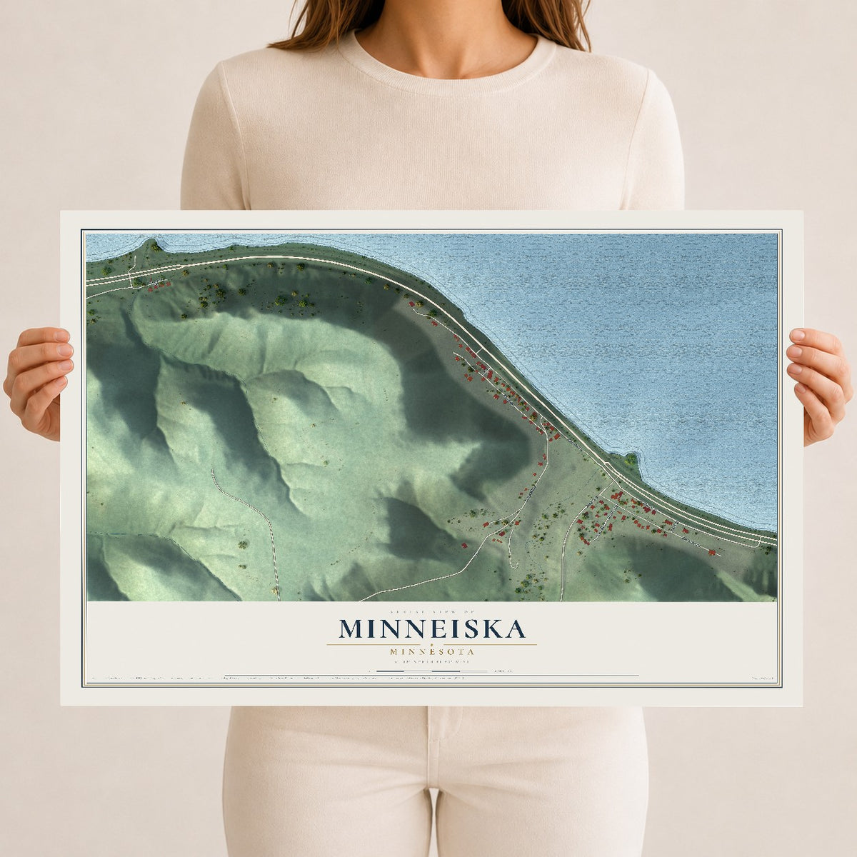 Map of Minneiska, Minnesota, 12 x 18 inch unframed archival matte print