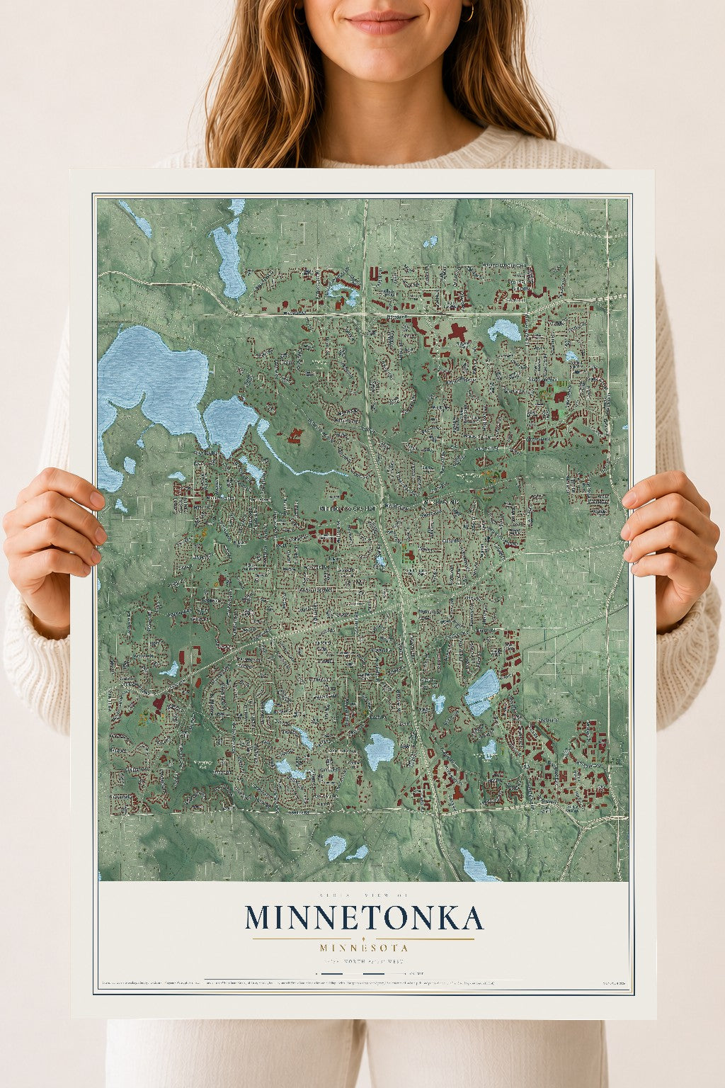 Map of Minnetonka, Minnesota, 18 x 24 inch unframed archival matte print