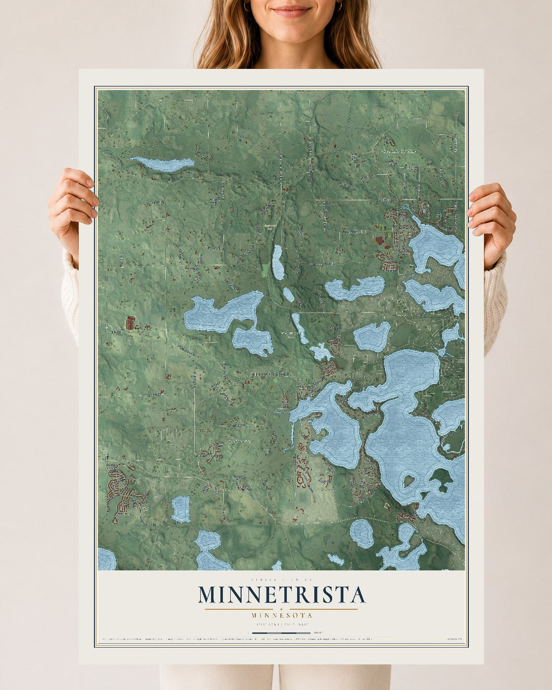 Map of Minnetrista, Minnesota, 24 x 36 inch unframed archival matte print
