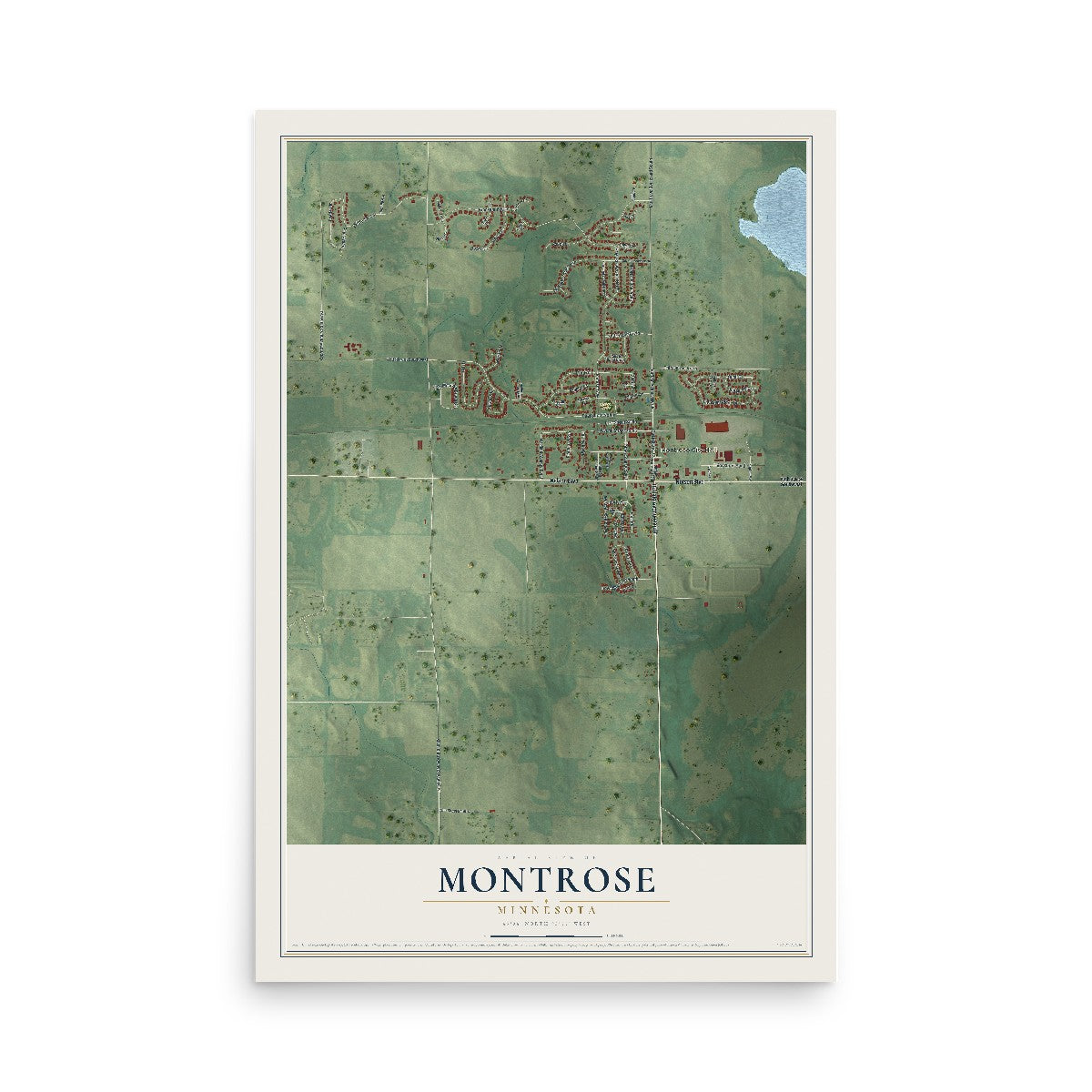 Map of Montrose, Minnesota, 12 x 18 inch unframed archival matte print
