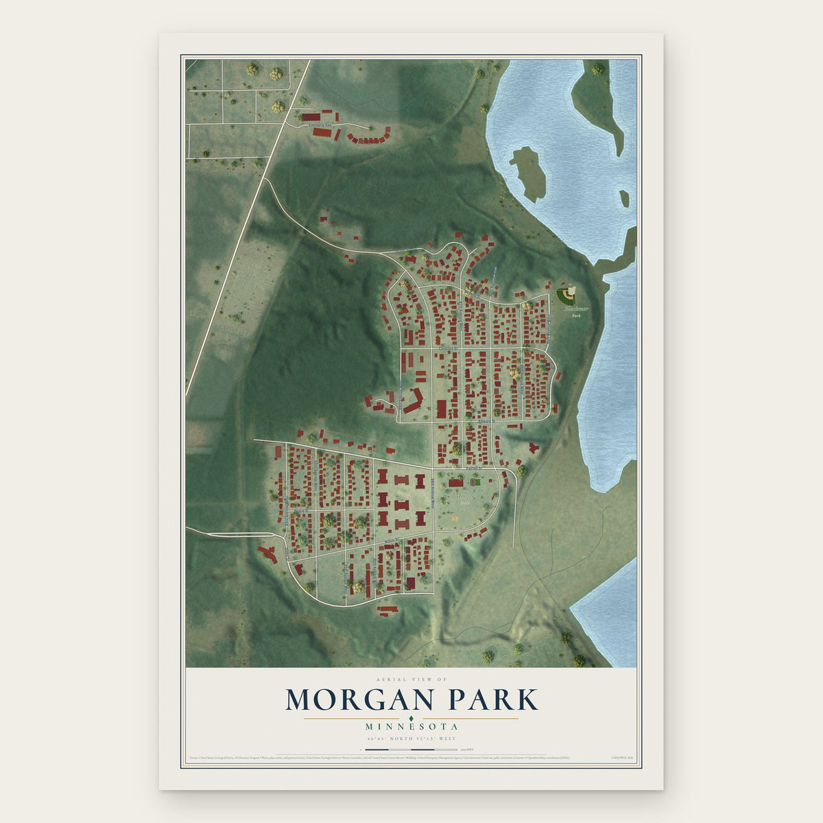 Morgan Park, Minnesota map print, the full design
