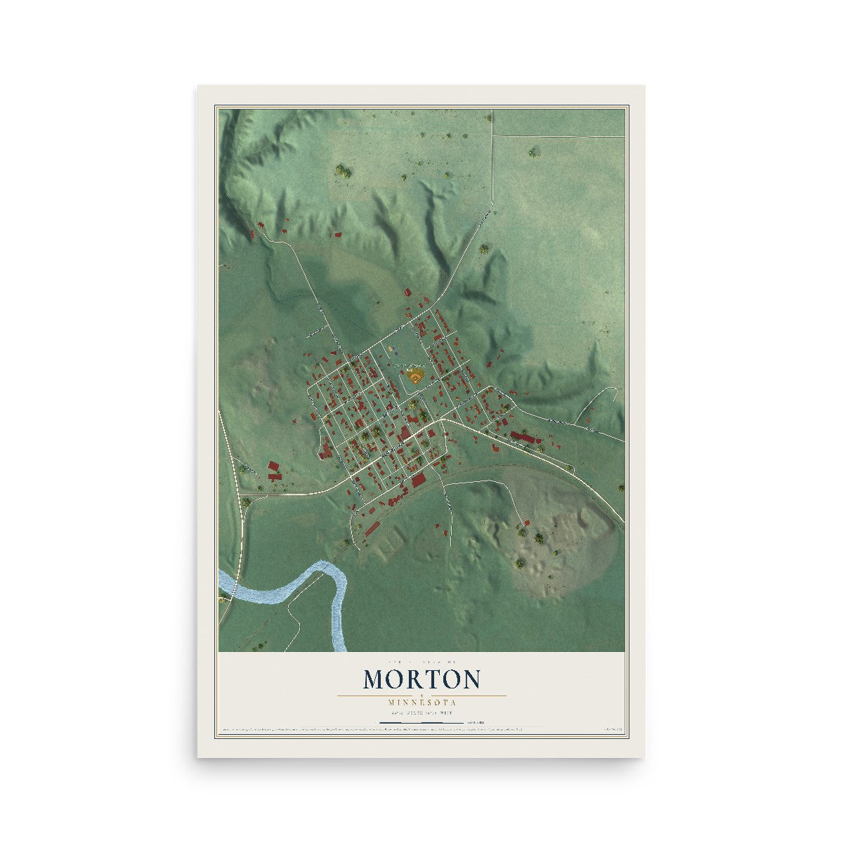 Map of Morton, Minnesota, 12 x 18 inch unframed archival matte print