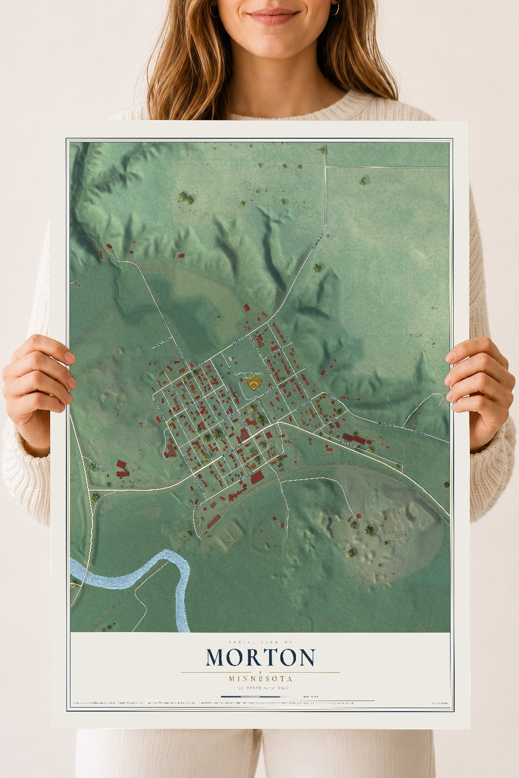 Map of Morton, Minnesota, 18 x 24 inch unframed archival matte print