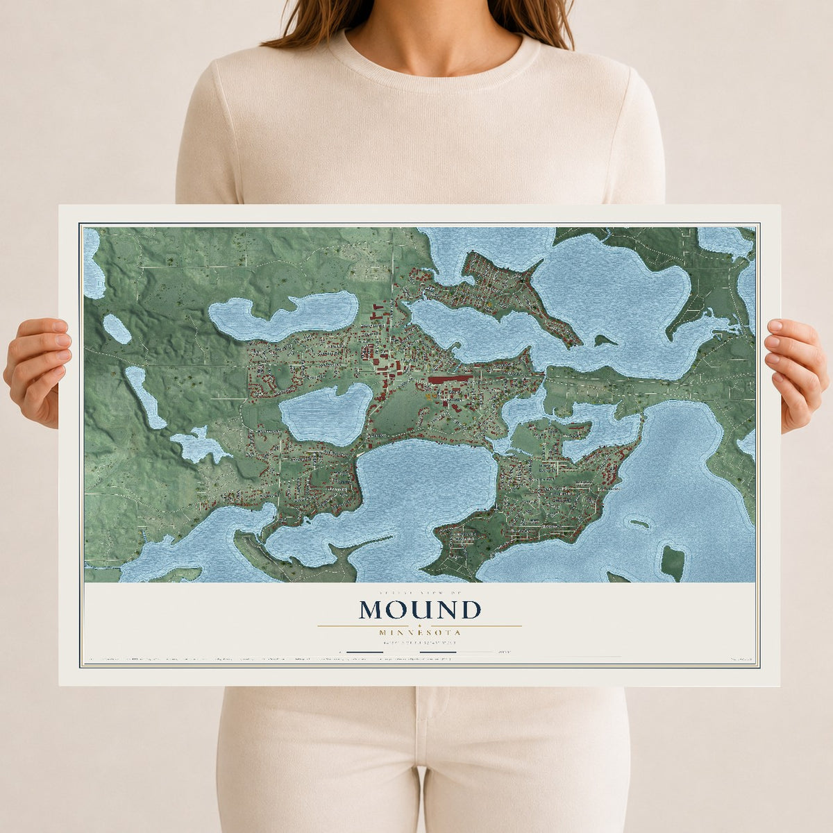 Map of Mound, Minnesota, 12 x 18 inch unframed archival matte print