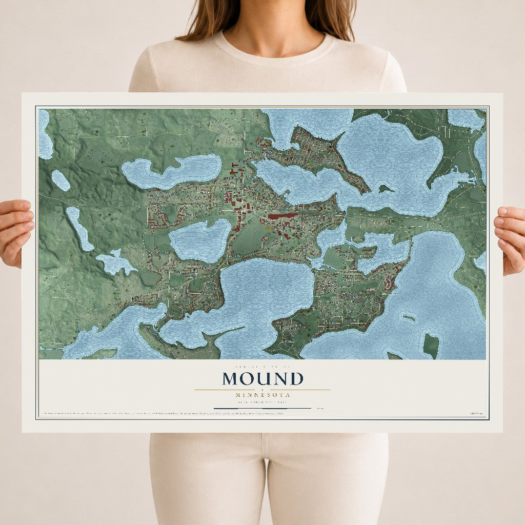 Map of Mound, Minnesota, 18 x 24 inch unframed archival matte print