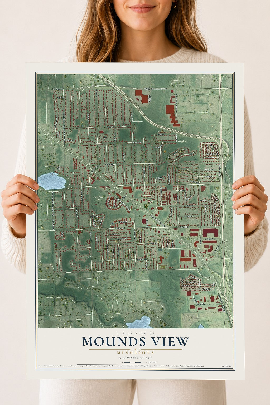 Map of Mounds View, Minnesota, 18 x 24 inch unframed archival matte print